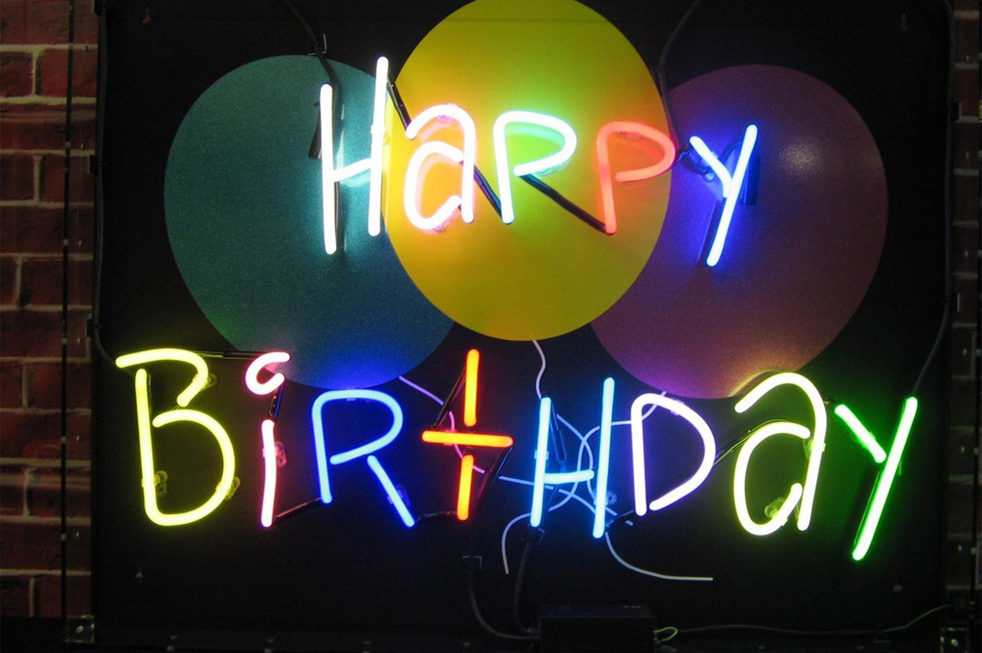 Happy Birthday with Balloon Neon Sign